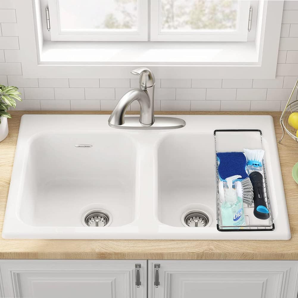 Stainless Steel Expandable Sink Caddy – Adjustable Sponge Holder for Kitchen Sink