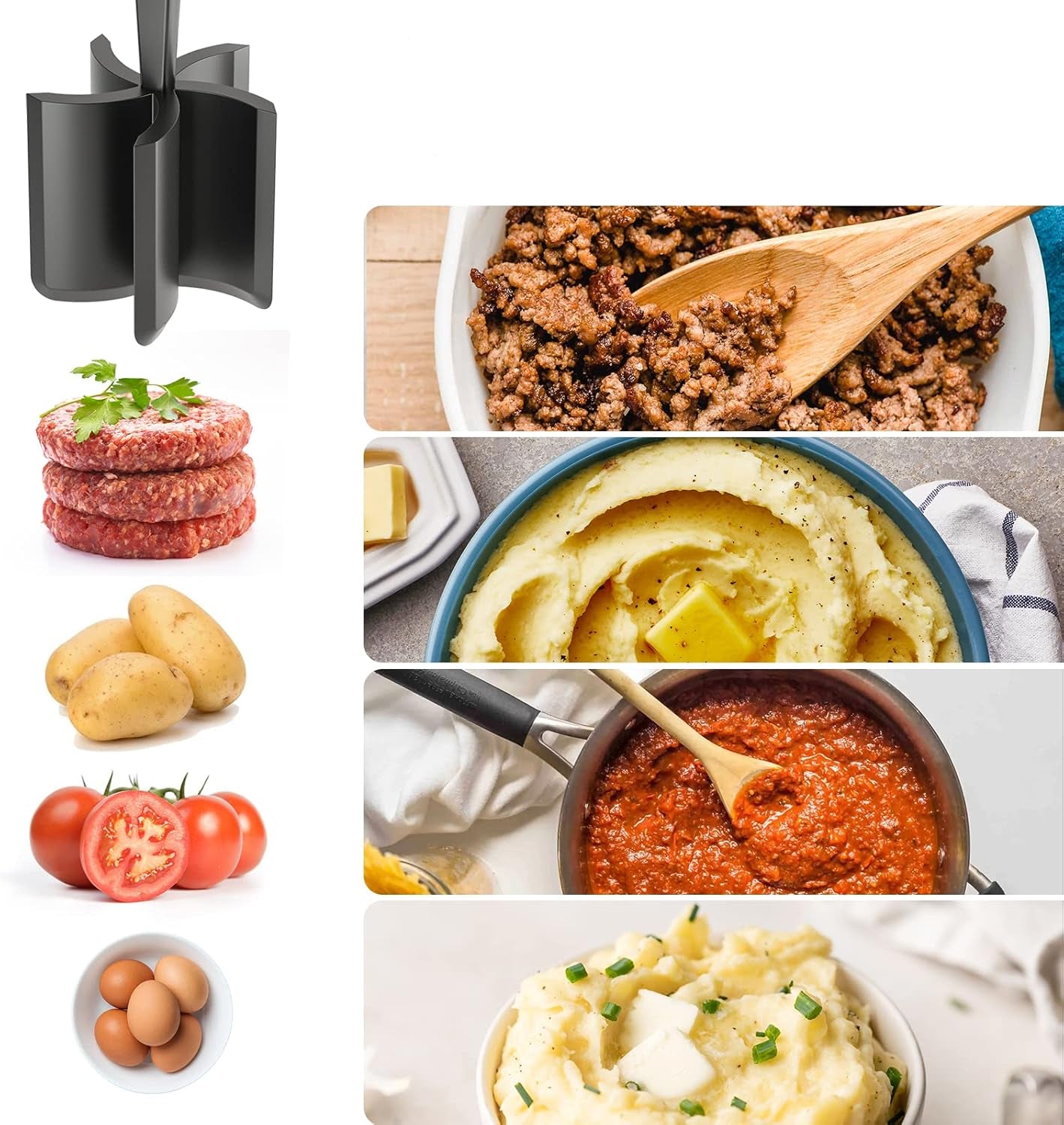 Meat Grinder, Hamburger Grinder, Masher and Burger Masher Premium Heat Resistant Burger Meat Grinder